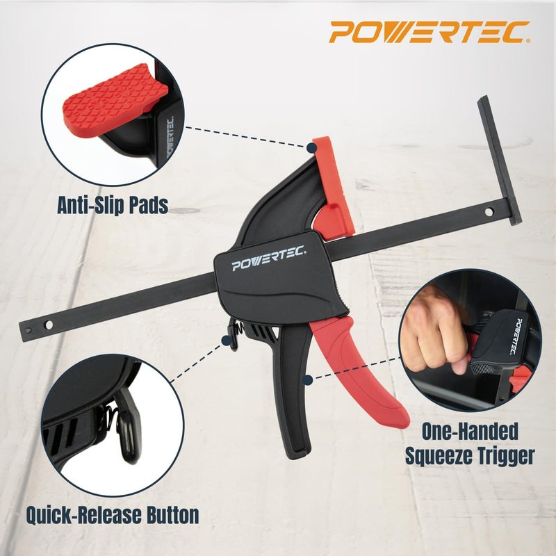 POWERTEC 2 PK Tracksaw Track Guide Rail Clamp, 8-3/4 Inch Quick Release Clamps for Circular Saw Guide Rail System, Woodworking, 71423V - Image 3